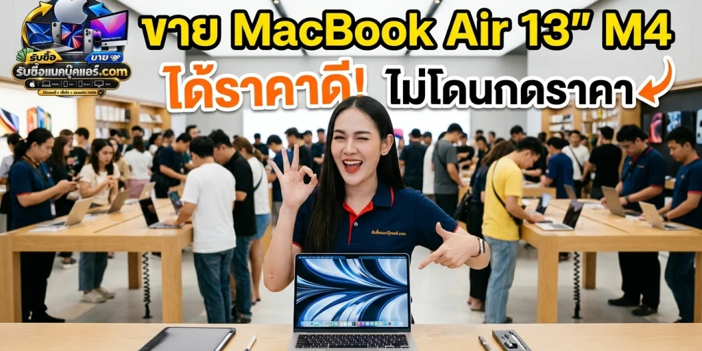 ภาพประกอบบทความ ขาย MacBook Air 13 inch M4 2025 ให้ได้ราคาดี ประเมินสภาพอย่างไรไม่ให้โดนกดราคา
