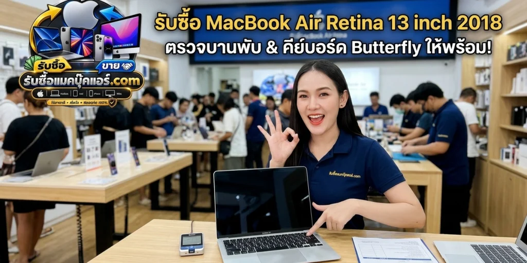 ภาพประกอบบทความ ขาย MacBook Air Retina 13 inch 2018 ตรวจสอบบานพับและปุ่มพิมพ์ Butterfly ให้พร้อมก่อนปล่อยต่อ