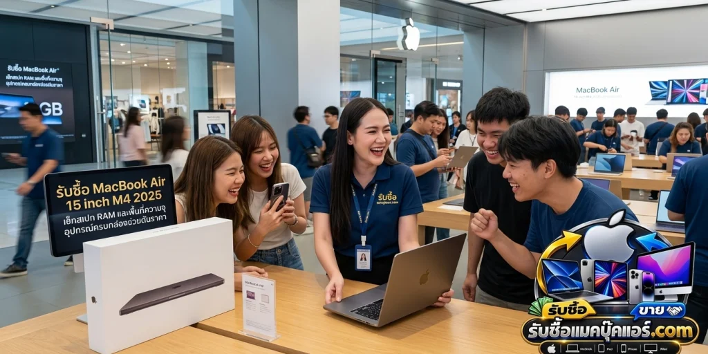 ภาพประกอบบทความ ขาย MacBook Air 15 inch M4 2025 เช็กสเปก RAM และพื้นที่ความจุ อุปกรณ์ครบกล่องช่วยดันราคา