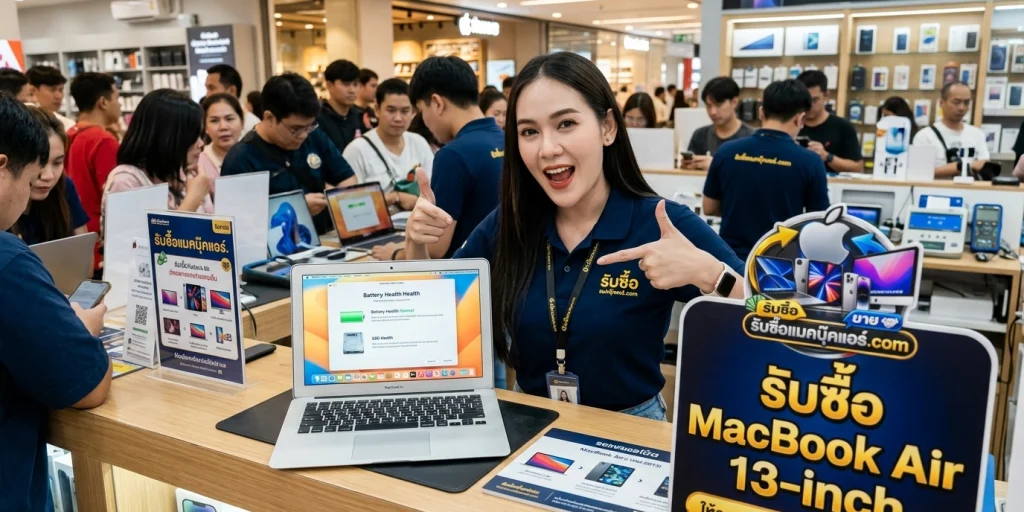 ภาพประกอบบทความ ขาย MacBook Air 13 inch Mid 2013 ตรวจเช็กสุขภาพแบตเตอรี่และฮาร์ดดิสก์อย่างไรให้พร้อมตีราคา